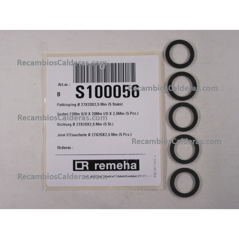 Gasket 27Mm O/D X 20Mm I/D X 2,5Mm (5 Pc